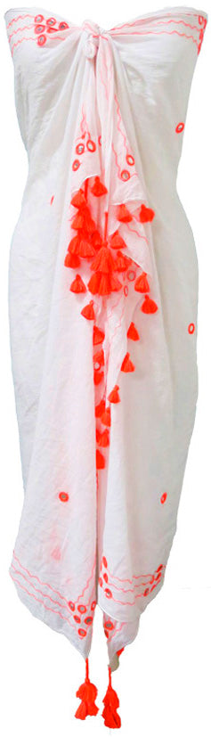Magic Mirror Sarong Wrap Coverup in Neon Orange