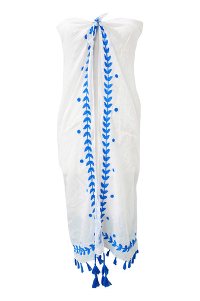 Leaf Dot Embroidery Sarong Wrap Coverup