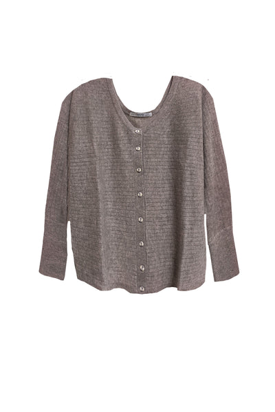 Button Back Reversible Brown Cashmere Cardigan sweater on sale