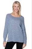 Blue Mist Color 100% Cashmere Sweater Thermal Stitch Crewneck