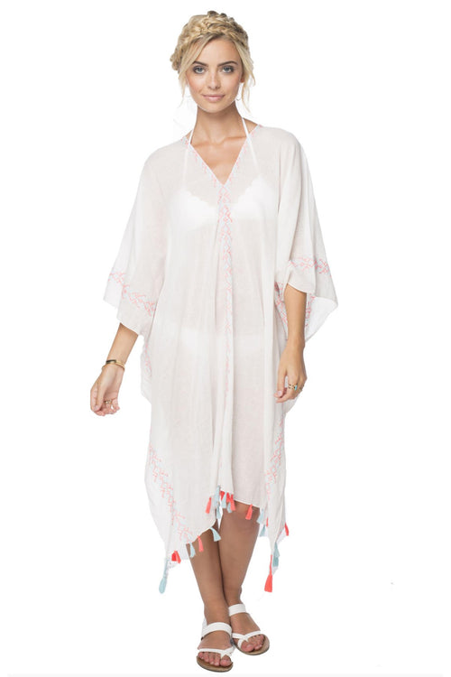 Cross Stitch Love Embroidery V-Neck Sundress Coverup
