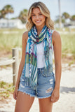 SLVSSP_Blue_Swirly Plaid Fringe Square Lightweight Scarf