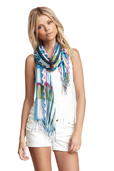 Swirly Plaid Fringe Square Unisex Scarf