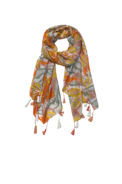 Leopard Palm Orange Luxury Print Sarong Multi-Wear Wrap Scarf