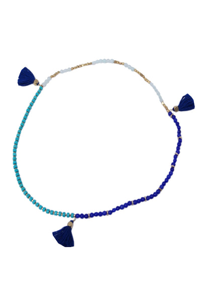 Stretch Beaded Triple Tassel Necklace/Wrap Bracelet