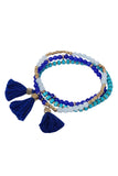 Stretch Beaded Triple Tassel Necklace/Wrap Bracelet