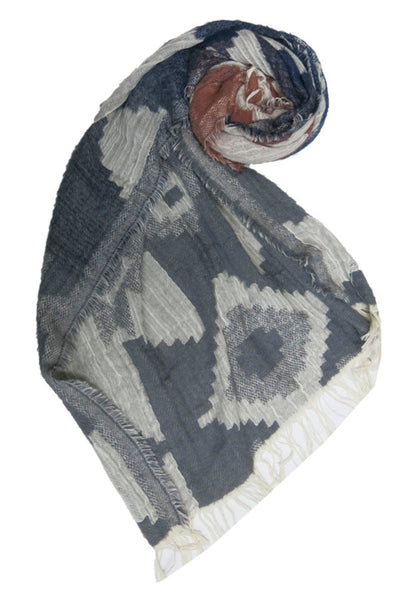 SPFWL44-Multi-Earth Bound Print Jacquard Fall Kimono Wrap scarf 2