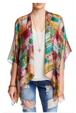 Enchanting Silky Print Crop Kimono Coverup