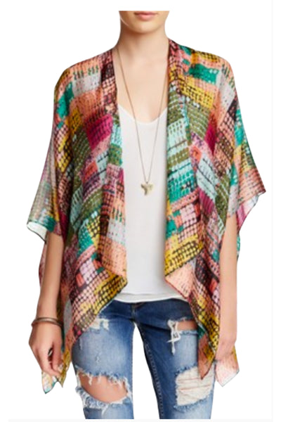 Enchanting Silky Print Crop Kimono Coverup