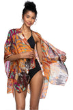 Enchanting Silky Print Crop Kimono Coverup