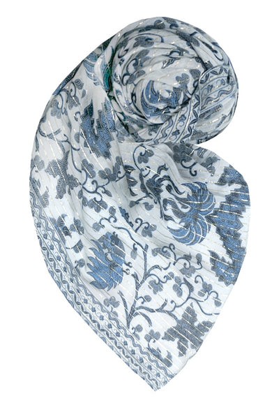Open-Shoulder Sundress Cover-Up in Noble Cockerel Batik Blue Print