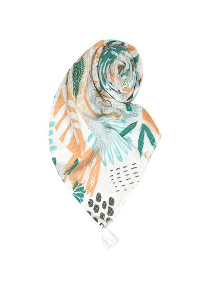 Golden Afternoon Texture Print Sarong Wrap Scarf Coverup