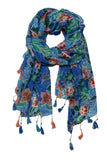 Blue Hibiscus Print Wrap Scarf