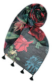 SPSSP67-Black_Hibicus Garden Scarf Swatch