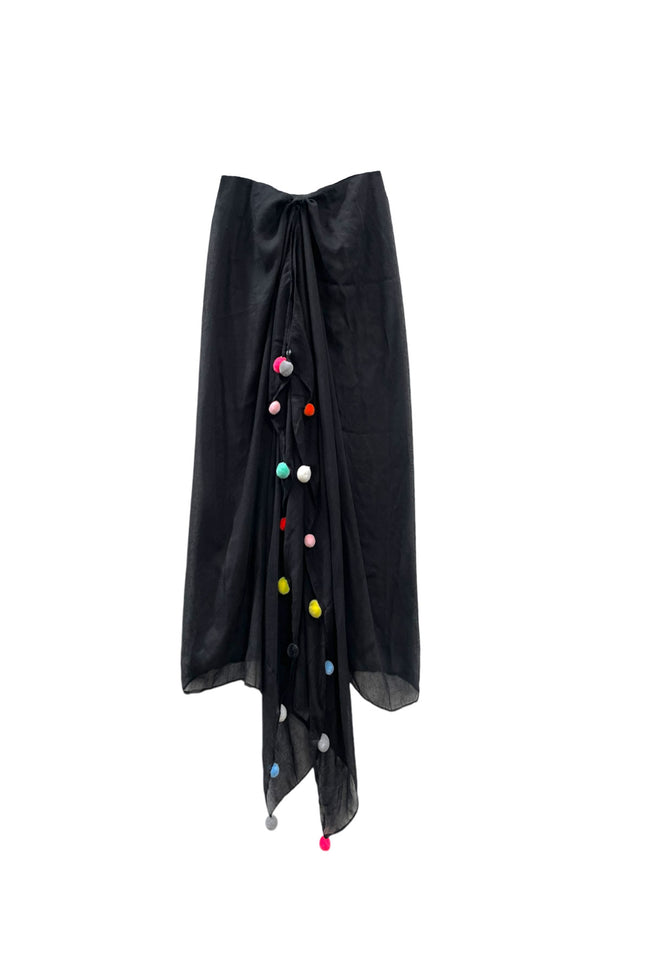 Rainbow Pom Pom Sheer Wrap Scarf Sarong