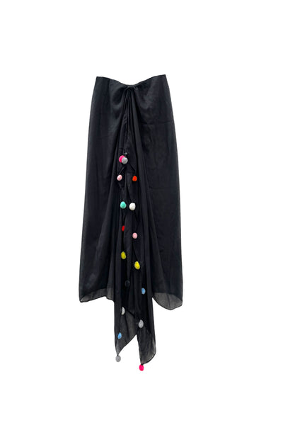 Rainbow Pom Pom Sheer Wrap Scarf Sarong