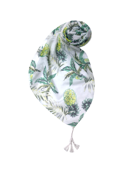 Maxi Tassel Coverup Sundress in Cabana Party Tropical White