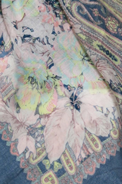 Maxi Tassel Sundress Coverup in Rio Blooms Navy Border Print