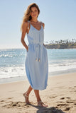 Triss Tassel Linen-Blend Belted Vacation Sundress