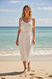 Triss Tassel Linen-Blend Belted Vacation Sundress