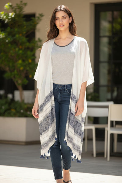 Sandy Bliss Hand Loomed Cotton Linen Coverup Kimono