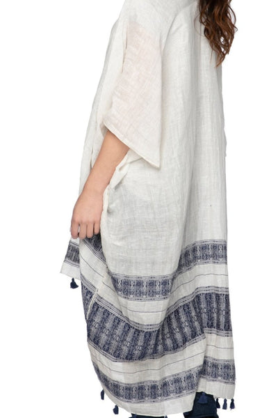 Sandy Bliss Hand Loomed Cotton Linen Coverup Kimono novelty fabric coverup