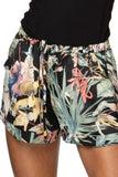 Sasha Drawstring Lounge Shorts in Floral, Fern & Tropical Prints black tropical escape