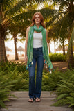 Leafy Veranda Bright Green Print Cotton Lurex Sarong-Scarf Wrap
