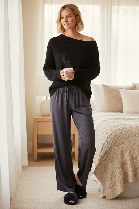 Everyday Rayon Stretch Jersey Knit Long Length Cami with Mesh Trim Neckline