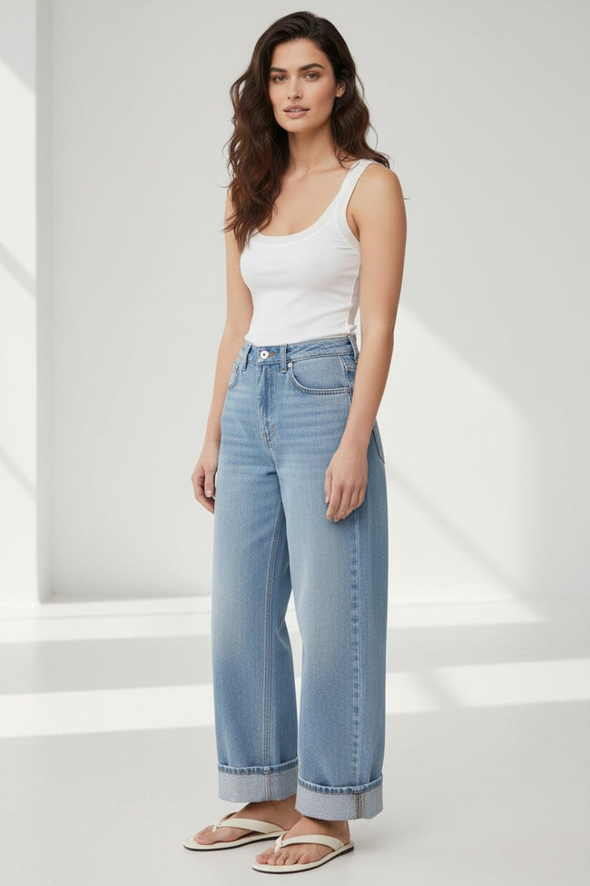 Everyday Rayon Stretch Jersey Knit Long Length Cami with Dotted Mesh Trim