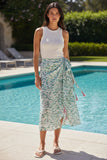 Paint Strokes Blues and Teal Tassel Print Scarf Wrap Sarong