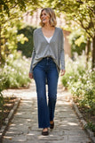 Boyfriend Cotton Cashmere Sweater Cardigan with Chiffon Silk Back
