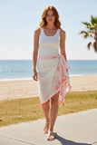 Magic Mirror Cotton Beach Sarong & Scarf – White with Neon Orange Embroider