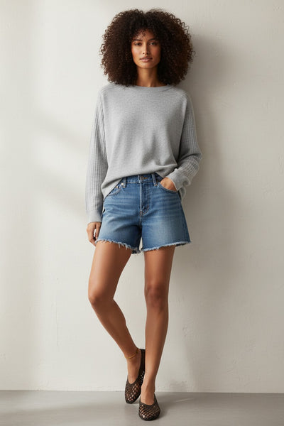 Olivia Crewneck Curved Bottom Zen Blend Sweater Knit Pullover