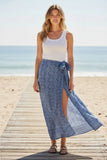 Seaside Cotton Print Wrap Skirt Multi-Wear Coverup-Blue Medallion