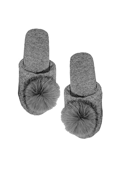 Shiloh Cashmere Slipper with Real Fur Pom Pom