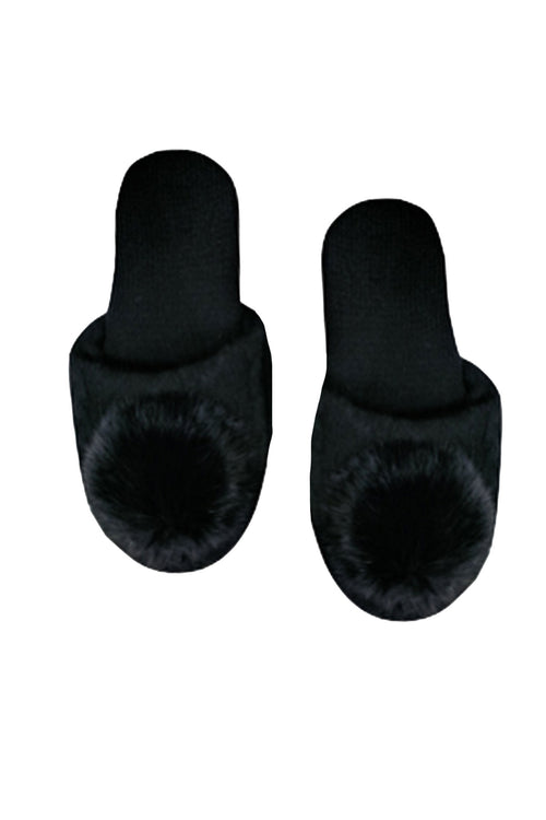 Shiloh Cashmere Slipper with Real Fur Pom Pom