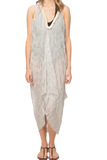 Shimmer Metallic Zig Zag Sheer Print Fringe Halter Coverup Sundress