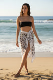 Shining Spots Animal Print Wrap Sarong Scarf white, tan, black