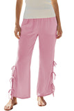 Cotton Lurex Stripe Gauze Drawstring Side Tie Beachside Pant