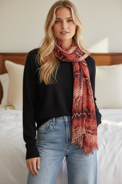 Snake Skin Print Extra-Fine Wool Luxury Scarf Wrap