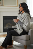 Snowflake Intarsia Warm and Comfy Brushed Blanket Wrap white ivory taupe