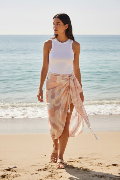 Spring Clouds Pastel Cameo Sheer and Soft Print Scarf Wrap Sarong