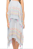 Spring Flowers Powder Blue with Multi-Color Embroidery Coastal Getaway Coverup Sundress