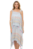 Spring Flowers Powder Blue with Multi-Color Embroidery Coastal Getaway Coverup Sundress