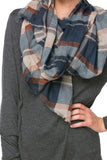 Spun Scarves Scarf Fireside Plaid Printed Scarf Navy 3
