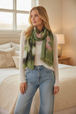 Starburst Print Extra Fine Wool Fashion Scarf Wrap green 
