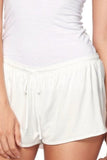 Stretch Knit Lounge Sleep Short with Mesh trim white