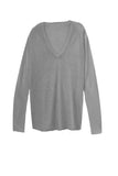 Subtle Luxury Sweater V-Neck Sweater | Open Knit Stitch Tencil - Cashmere Blend Knit grey