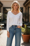 Subtle Luxury Sweater Zen Blend subtle-luxury-sweater-Zen Blend Julia Contrast Stitch Long Sleeve Pullover Sweater Knit white-grey 2